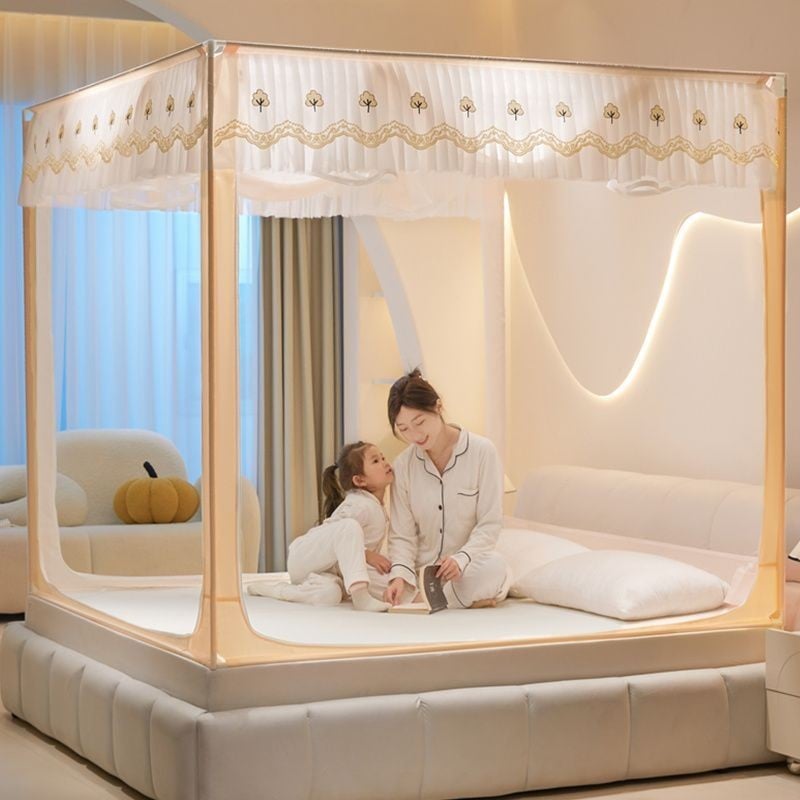 2024Màn Chống Muỗi Gia Đình Mới Phòng Ngủ Chống Rơi Giường Yurt Cao Cấp Không Cần Lắp Đặt Trẻ Em Và Trẻ Sơ Sinh Hàng Rào