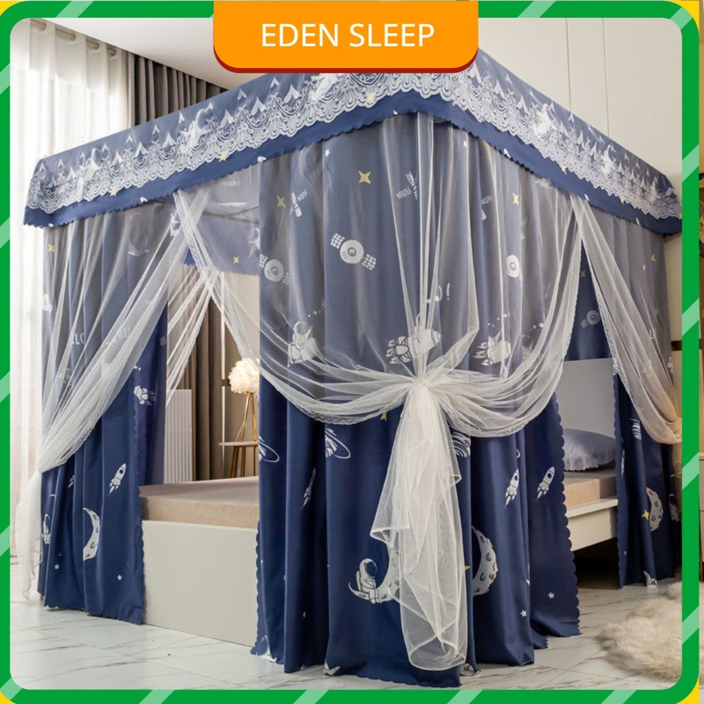 EDEN SLEEP Mùng khung chống muỗi phòng ngủ gia đình, rèm che giường chống gió 1,5m trọn bộ màn khung 1,8m