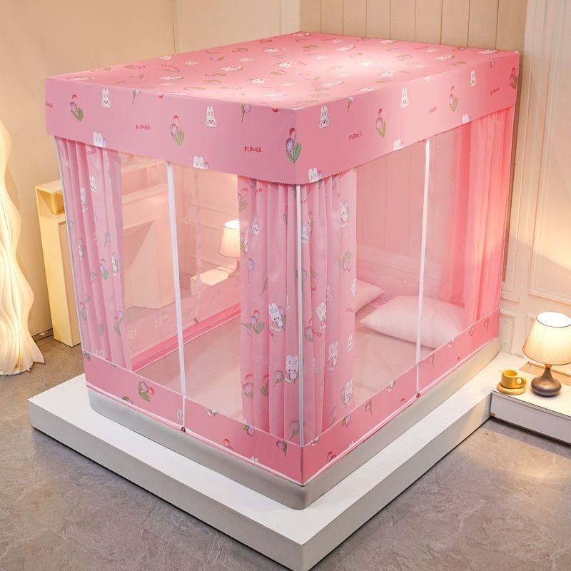 EDEN SLEEP Màn Mùng Chống Muỗi Có Khóa Kéo Chống Bụi, Rèm Giường Dày Chống Rơi,Trọn Bộ Mùng Khung