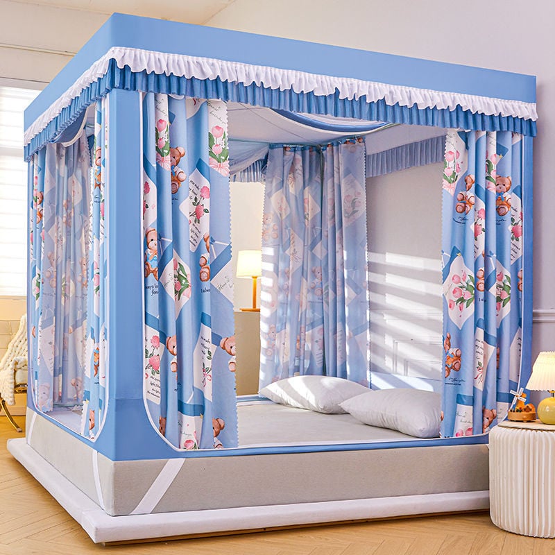 EDEN SLEEP Màn chống muỗi trẻ em rèm giường trọn bộ màn khung vuông khóa kéo 3 cửa,chống bụi 1.2m-2m mùng khung