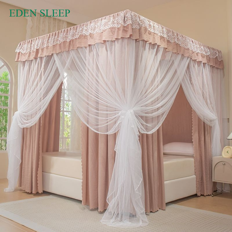 EDEN SLEEP Mùng màn khung chống muỗi 3 cửa gia đình dày rèm giường, phòng ngủ chống bụi mùa hè trọn bộ