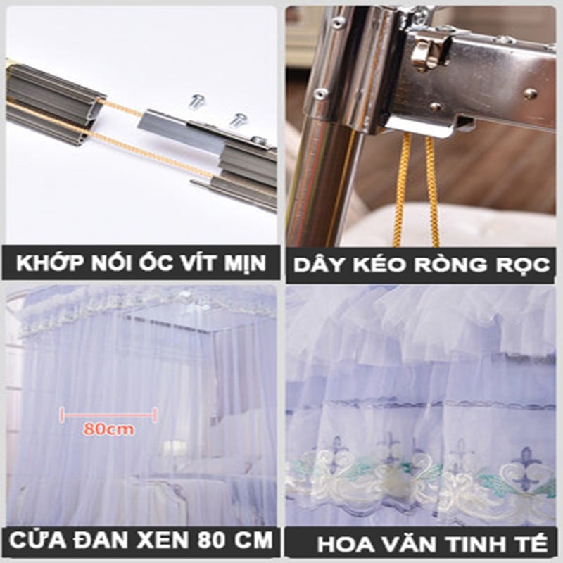 Màn khung ( mùng ) không khoan tường có dây kéo ròng rọc sản phẩm đạt tiêu chuẩn chất lượng Đức