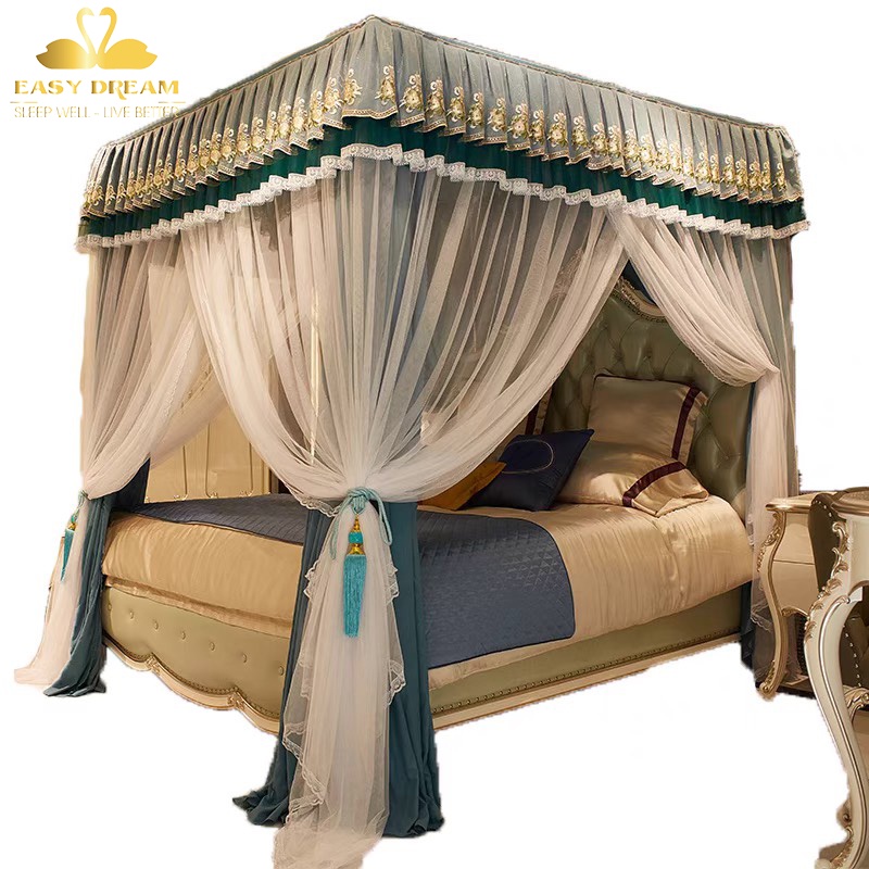 Màn khung công chúa cao cấp EASY DREAM -vải 2 lớp - không khoan tường - mùng ngủ inox hiện đại