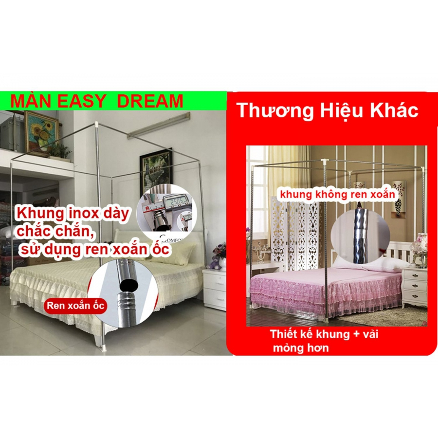 BẢNG NÂNG CẤP 2024 Màn khung không khoan tương cao cấp -Mùng khung công chúa hiện đại chống muỗi hiệu quả