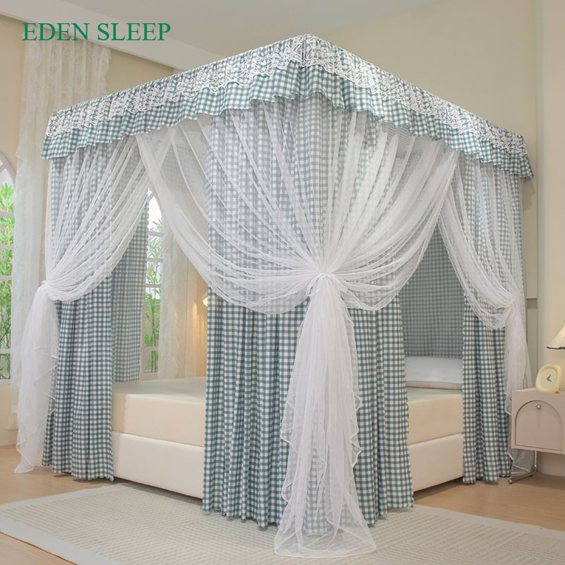 EDEN SLEEP Mùng màn khung chống muỗi 3 cửa gia đình dày rèm giường, phòng ngủ chống bụi mùa hè trọn bộ