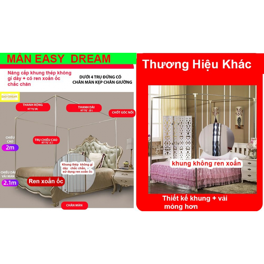 Màn khung không khoan tường - mùng ngủ chống muỗi cao cấp