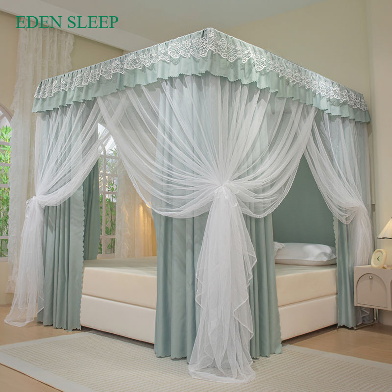 EDEN SLEEP Mùng màn khung chống muỗi 3 cửa gia đình dày rèm giường, phòng ngủ chống bụi mùa hè trọn bộ