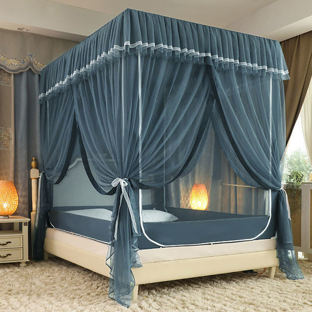 Màn Chống Muỗi Kiểu Giường Ngồi Sang Trọng Hai Lớp Chống Ánh Sáng Chống Bụi Trẻ Em Chống Rơi Toàn Bộ Rèm Cách Sàn Ba Cửa