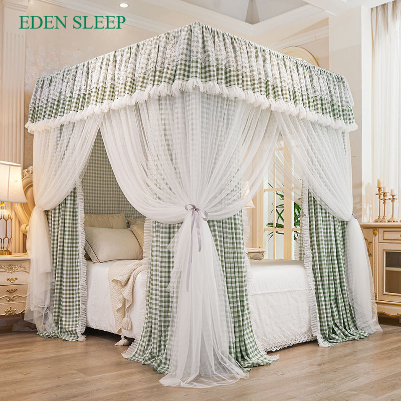 EDEN SLEEP mùng khung phòng ngủ gia đình, rèm cản sáng phong cách Châu Âu, màn chống muỗi trọn bộ màn khung vuông
