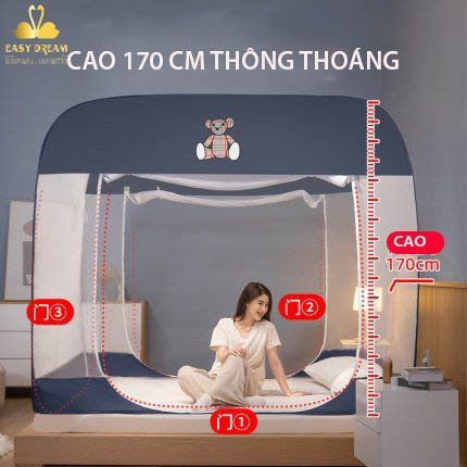 Mùng Chụp tự bung đình vuông  gấp gọn thông minh Mẫu mới đẹp nhất 2022 , mùng chống muỗi