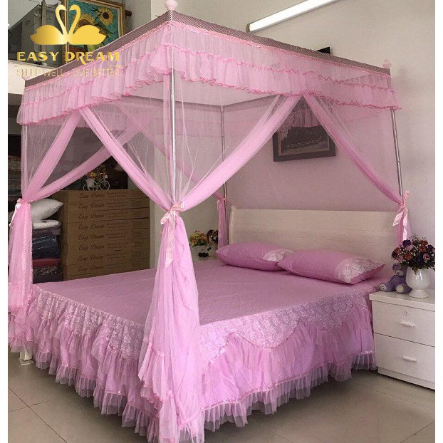 Màn khung không khoan tường  Mùng ngủ EASY DREAM cao 2m1  3 cửa chống muỗi siêu tiện  gọn