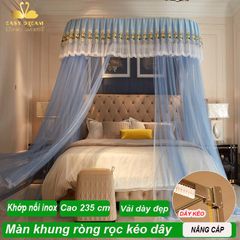 Màn khung kéo dây ròng rọc không khoan tường - Mùng ngủ cao cấp  - mùng ngủ cao cấp màn công chúa hiện đại