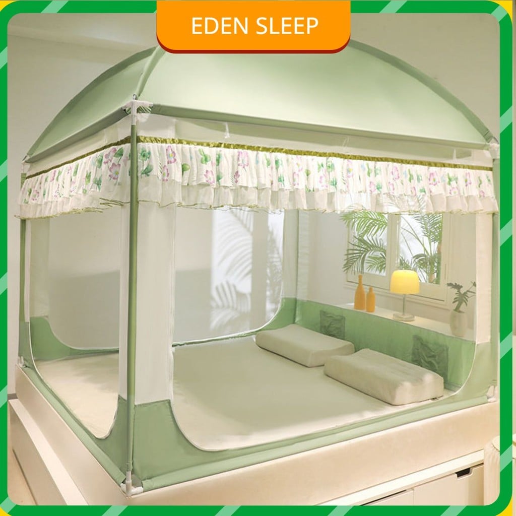 EDEN SLEEP Màn chống muỗi phòng ngủ gia đình cao cấp,trọn bộ mùng khung,màn chụp cho trẻ em 3 cửa khóa kéo toàn đáy