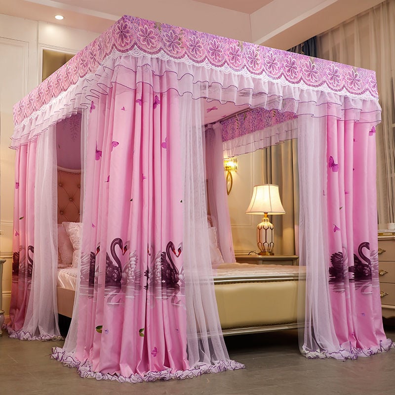 Màn Chống Muỗi Hai Lớp Hai Cực Dày Dặn, Rèm Giường Che Nắng, Rèm Chống Bụi Kín Hoàn Toàn, Rèm Khóa Mã Hóa Ba Cửa, Gạc Tà