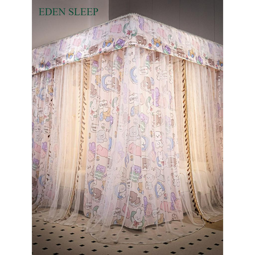 Màn chống muỗi hai lớp có mái chống bụi, rèm giường chắn gió công chúa, rèm dày dặn, trần nhà riêng