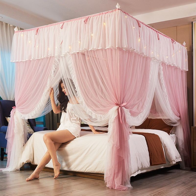 EDEN SLEEP Màn chống muỗi gia đình mùng khung phong cách công chúa, rèm giường trọn bộ màn khung vuông