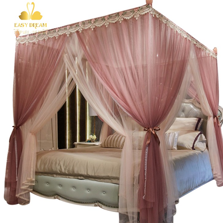 Mùng ( màn ) khung không khoan tường EASY DREAM  chống muỗi Mosquito Net dành cho giường 1.8  vải 2 lớp khung inox
