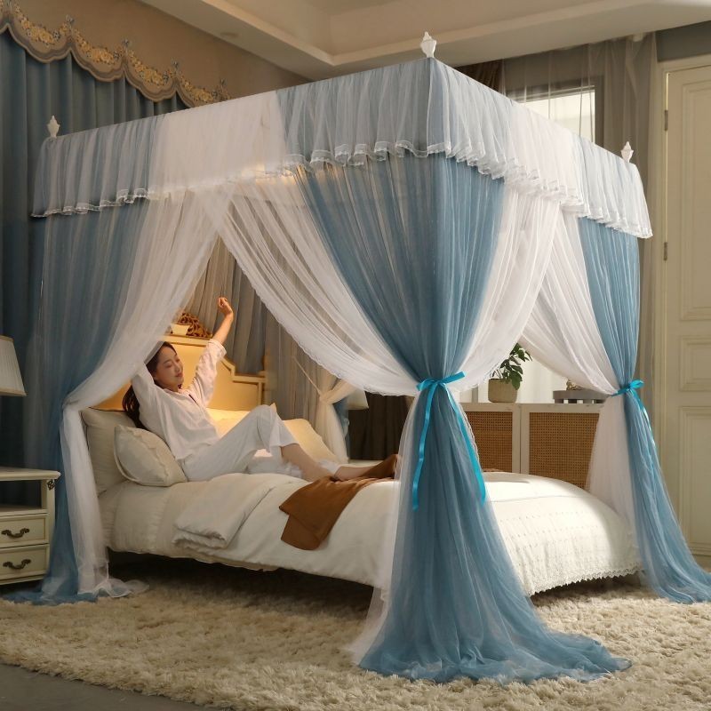 EDEN SLEEP Màn chống muỗi 1,5m giường, trọn bộ màn khung vuông rèm chắn sáng 1,8x2m phòng ngủ mùng khung