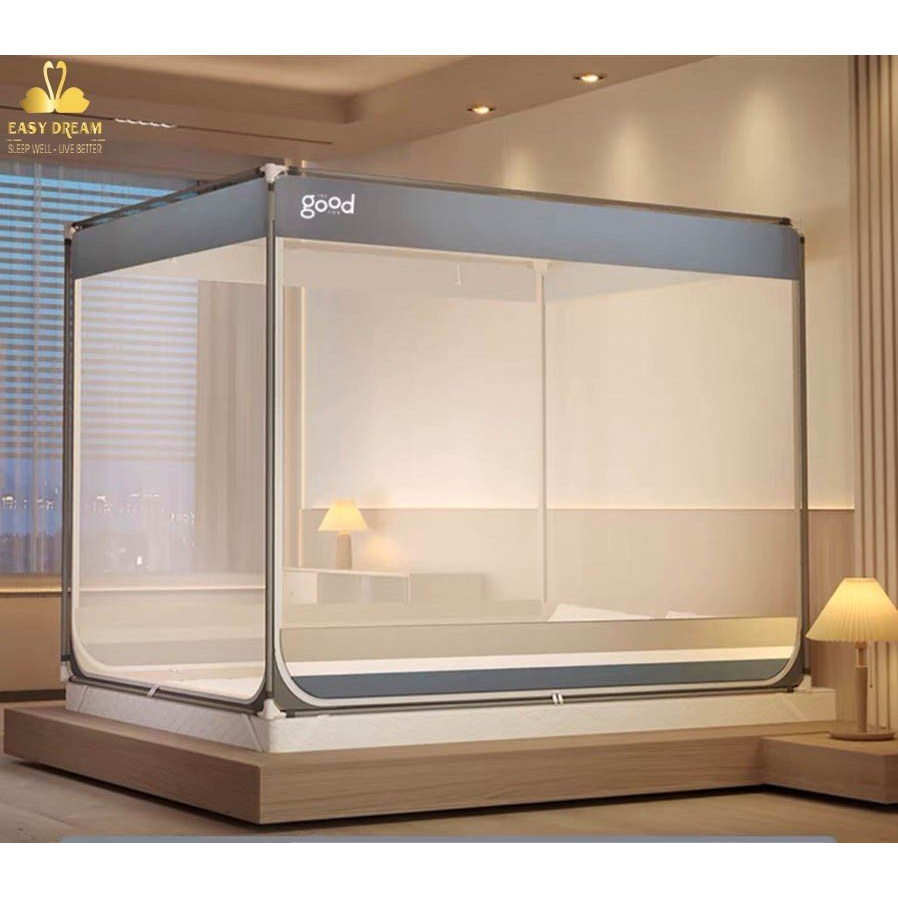 Màn khung không khoan tường  nằm nệm dưới sàn trên giường đều sử dụng được
