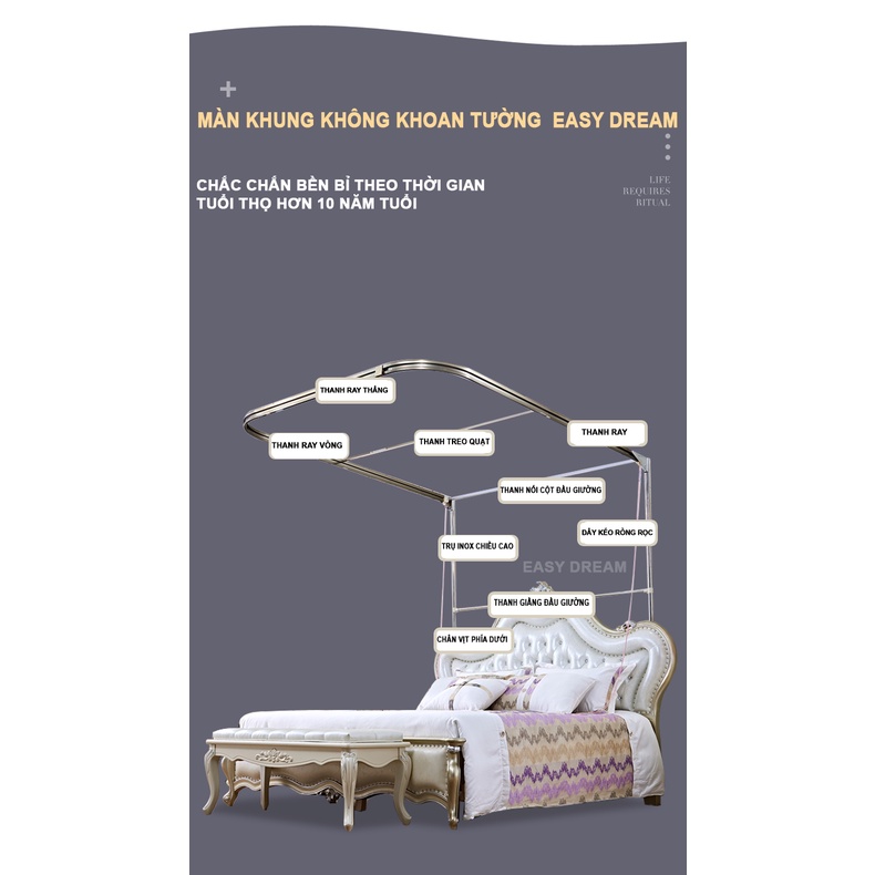 Màn khung ròng rọc kéo dây không khoan tường - hàng cao cấp EASY DREAM hiện đại sang trọng