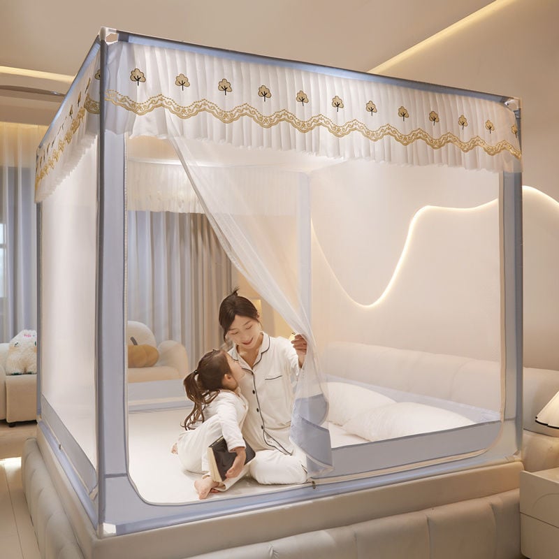 2024Màn Chống Muỗi Gia Đình Mới Phòng Ngủ Chống Rơi Giường Yurt Cao Cấp Không Cần Lắp Đặt Trẻ Em Và Trẻ Sơ Sinh Hàng Rào