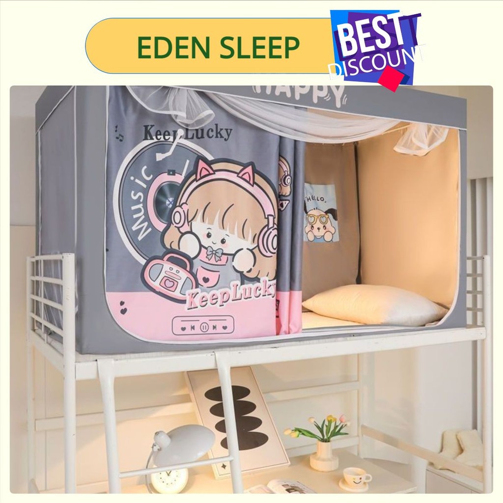 EDEN SLEEP Mùng khung ký túc xá sinh viên giường tầng 80x190 / 90x190cm,Màn rèm chống muỗi hình ảnh hoạt hình