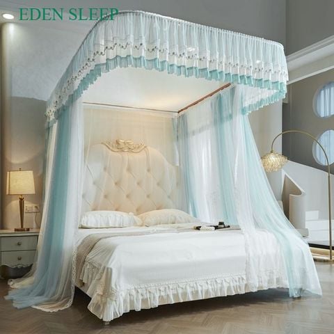 EDEN SLEEP  HẠNG 2  Màn chống muỗi dẫn hướng hình chữ U kiểu công chúa mới, giá đỡ đường ray ba cửa ba cửa được mã hóa