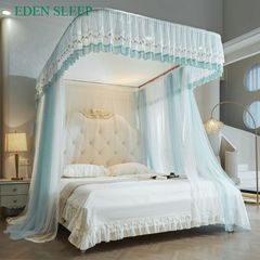 EDEN SLEEP  HẠNG 2  Màn chống muỗi dẫn hướng hình chữ U kiểu công chúa mới, giá đỡ đường ray ba cửa ba cửa được mã hóa