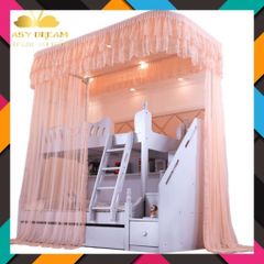 Màn (mùng) khung dành cho giường tầng trẻ em không khoan tường_khung inox_vải tuyn cao cấp chống muỗi