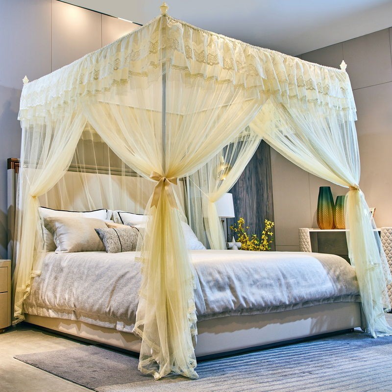 Lưới Chống Muỗi Mùa Hè Kiểu Mới1.8*2.0Mm Giường Đôi Ba Cửa Lưới Chống Muỗi Sàn1.5Giường Gạo