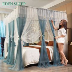 EDEN SLEEP Mùng khung chống muỗi,màn khung vuông,phòng ngủ cao cấp 1,2m-1,8m-2m, rèm giường dày 3 cửa