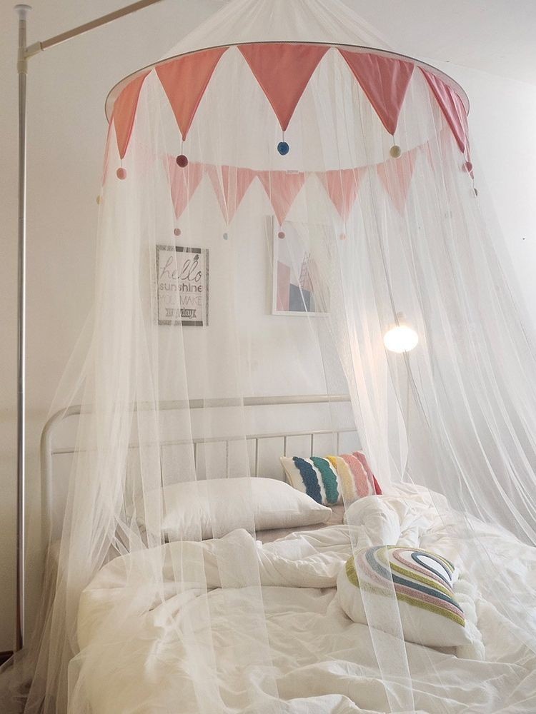 [Ảnh thật/Video] Công Chúa Màn Chống Muỗi Ba Cửa Trần Mái Vòm Mở Rộng Đôi Khung Giường Hình Trái Ti