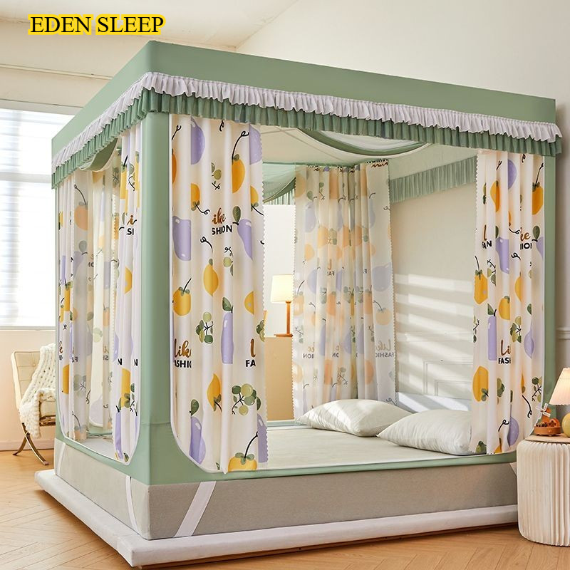 EDEN SLEEP Mùng màn khung chống muỗi, rèm cản sáng chống bụi, 1,5m, 1,8 giường, chống rơi trẻ em, 3 cửa