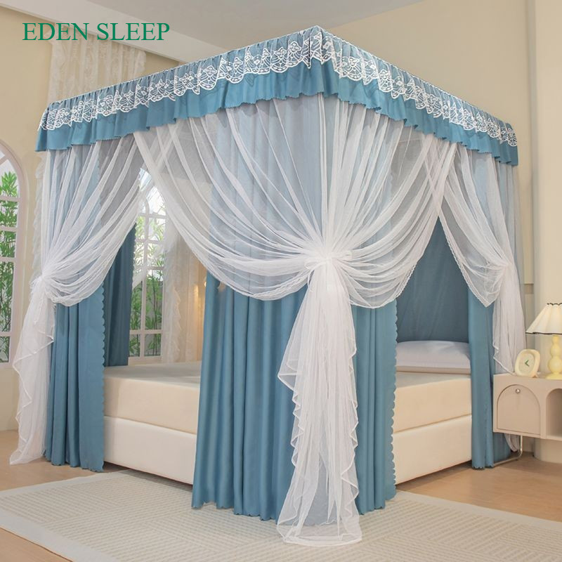EDEN SLEEP Mùng màn khung chống muỗi 3 cửa gia đình dày rèm giường, phòng ngủ chống bụi mùa hè trọn bộ