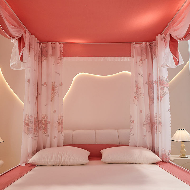 Rèm Chống Muỗi Giường Ngồi Kiểu Mới Phòng Ngủ Gia Đình Kín Hoàn Toàn Nguyên Khối Rèm Giường Chống Rơi Chống Bụi Trẻ Em