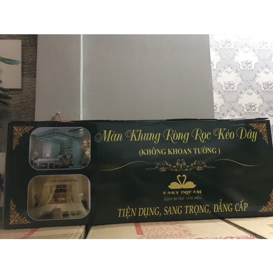 Màn khung ( mùng ) không khoan tường có dây kéo ròng rọc sản phẩm đạt tiêu chuẩn chất lượng Đức