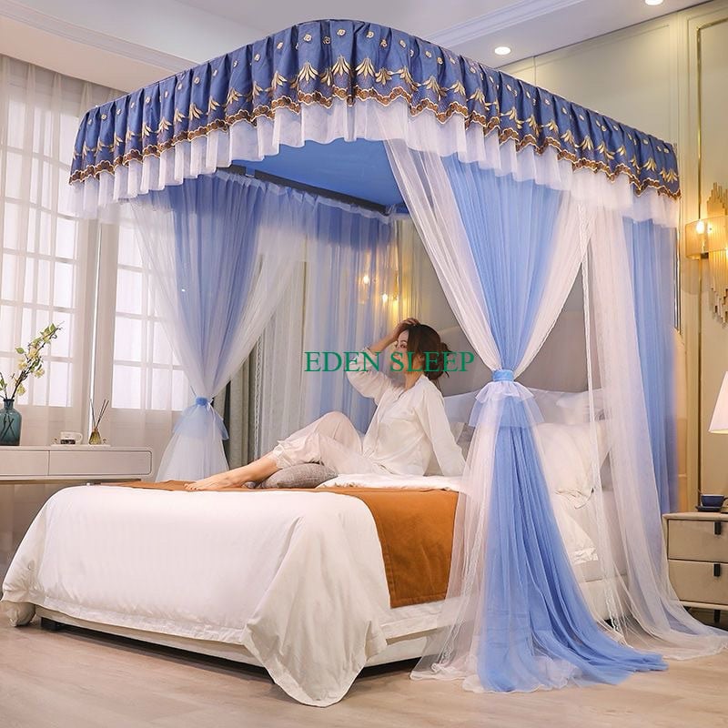 Màn/ mùng khung 2 cột không khoan tường 2 lớp, chống bụi, chống muỗi ,Màn công chúa 2 lớp