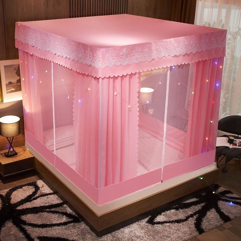 EDEN SLEEP Màn Chống Muỗi Có Dây Kéo Chống Bụi,Màn Chụp,Rèm Giường Chống Muỗi Dày Dặn Chống Rơi Toàn Bộ Mùng Màn Khung