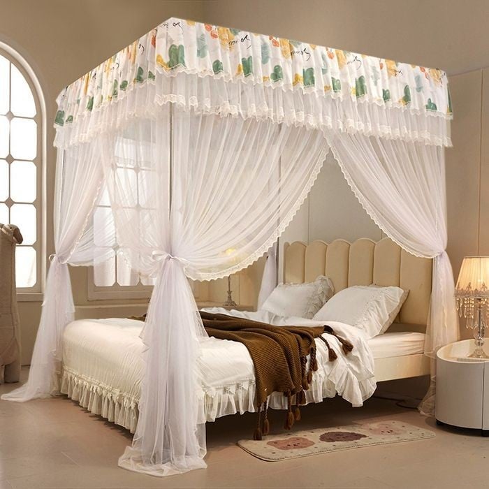 EDEN SLEEP Màn mùng chống muỗi 3 cửa, rèm cản sáng, rèm giường trọn bộ màn khung vuông chống bụi