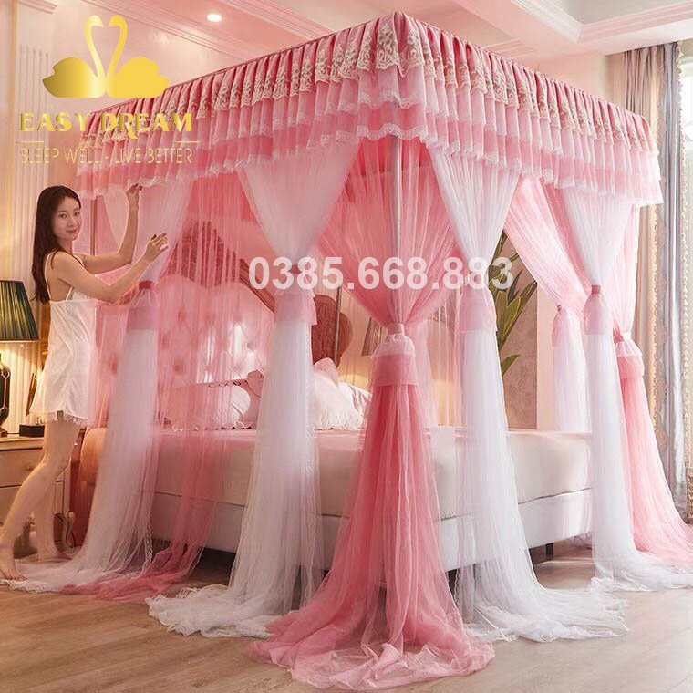 Mùng khung không khoan tường cao cấp  màn ngủ chống muỗi hiện đại decor phòng ngủ - màn cưới đẹp