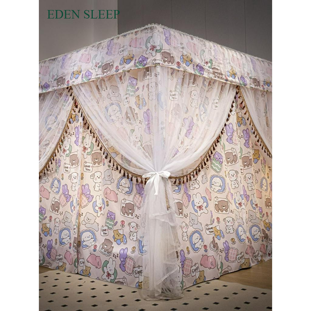 Màn chống muỗi hai lớp có mái chống bụi, rèm giường chắn gió công chúa, rèm dày dặn, trần nhà riêng