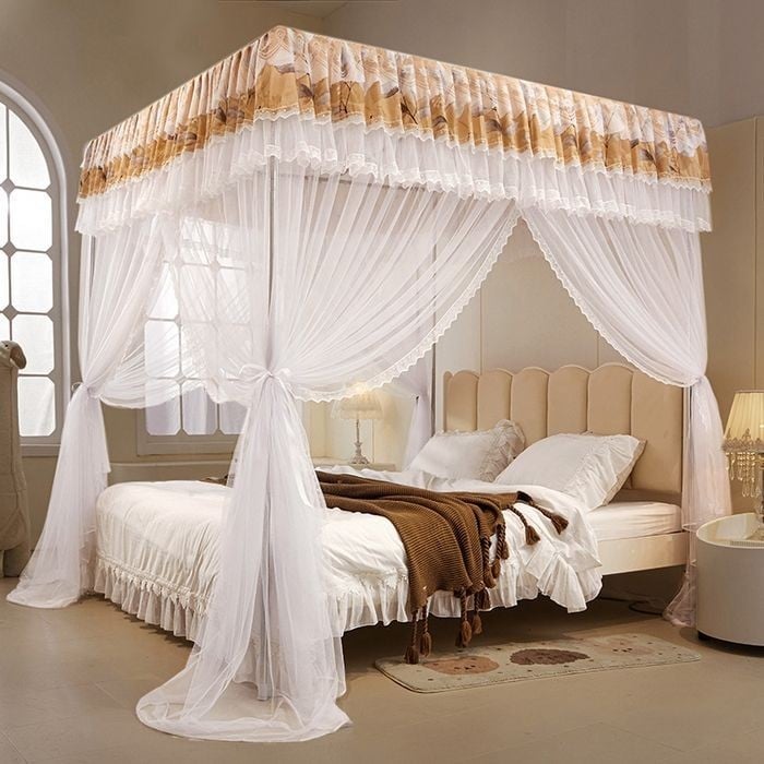 EDEN SLEEP Màn mùng chống muỗi 3 cửa, rèm cản sáng, rèm giường trọn bộ màn khung vuông chống bụi