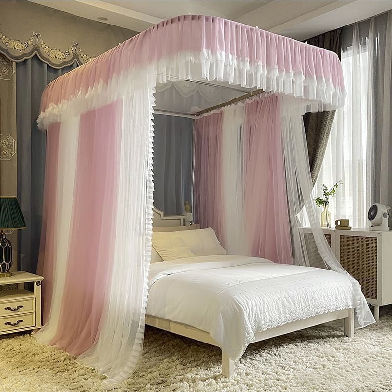 Màn khung 2 cột không khoan tường màn mùng ngủ chống muỗi cao cấp