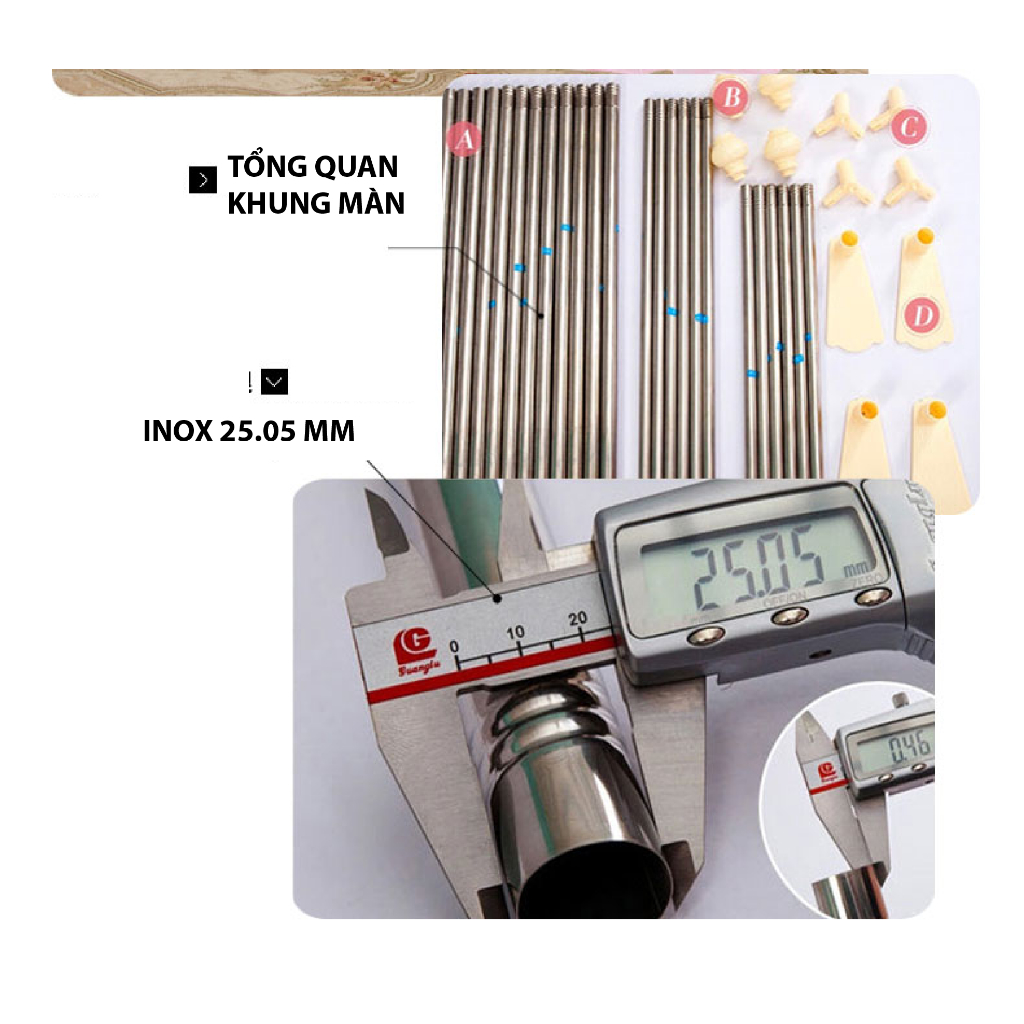 Màn khung không khoan tường Mùng ngủ cao cấp chống muỗi Kiểu dáng công chúa hiện đại đẹp