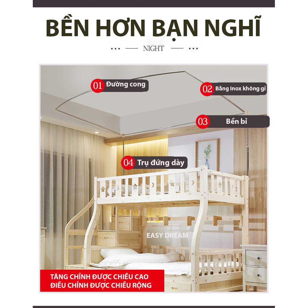 Màn khung không khoan tường dành cho giường tầng trẻ em   ,chống muỗi , màn cho bé đẹp , dễ lắp ráp