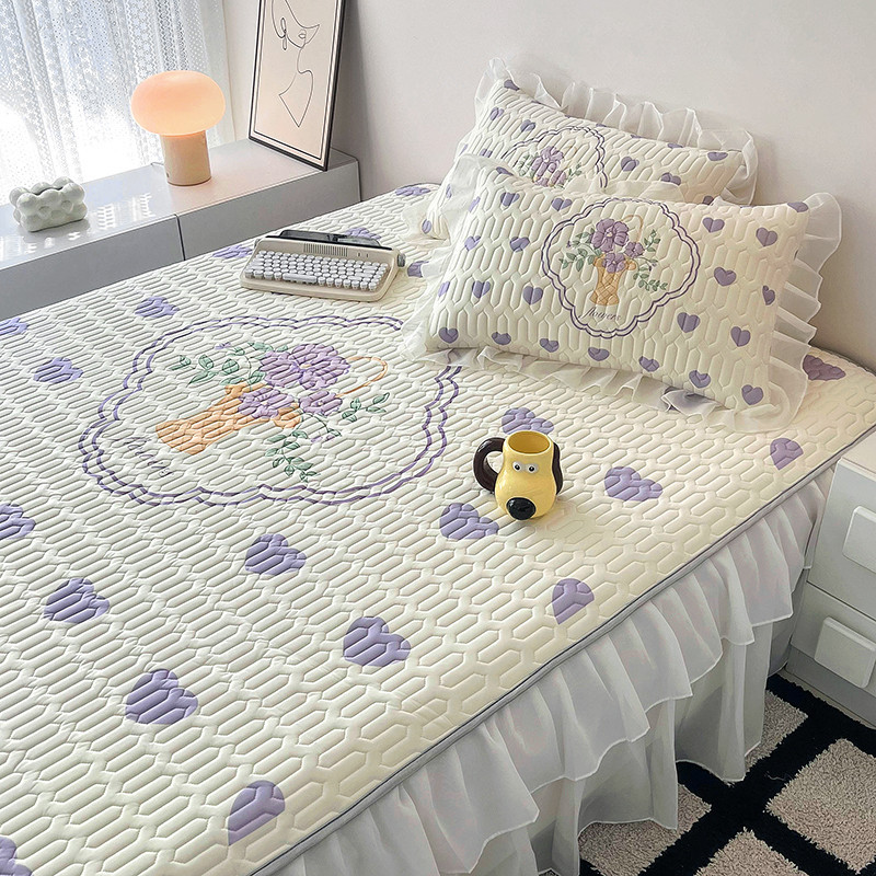 2024Váy Giường Ren Lớn Mới, Thảm Cao Su Dày Dặn, Bộ Ba Mảnh