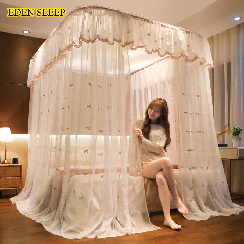 Thêu Hình Chữ U Hướng Dẫn Lưới Chống Muỗi Mã Hóa Đường Ray Dày Dặn Phòng Ngủ Gia Đình 2023 Công Chúa Cao Cấp Mới 1.8 M