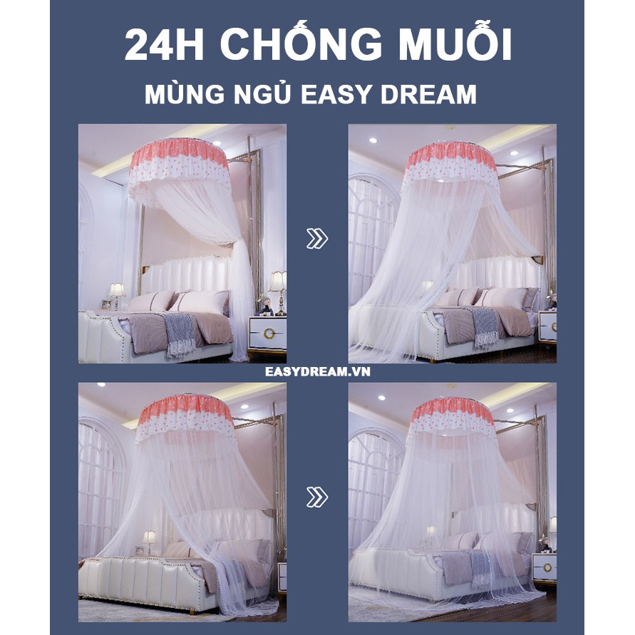 Màn tròn đa năng không khoan tường - Mùng khung hiện đại đa năng sử dụng được giường từ 1m đến 2.2m EASY DREAM