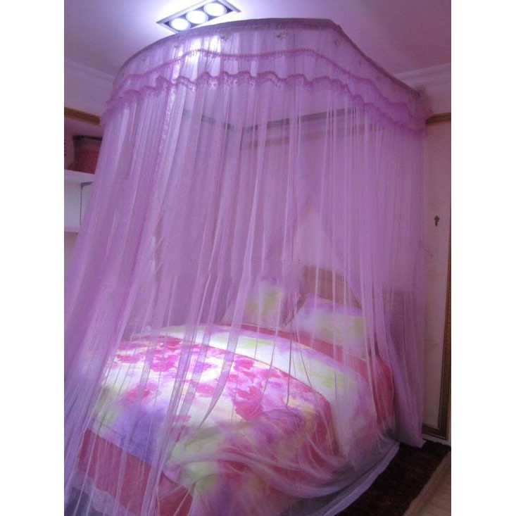 Màn khung (mùng)  bán nguyệt xếp gọn đẩy sát tường- chống muỗi - có dây kéo