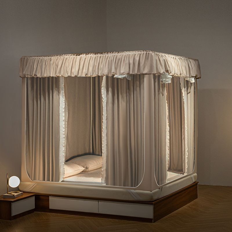 Rèm Giường Chống Sáng Gia Dụng Rèm Chống Rơi Trẻ Em Kiểu Tích Hợp Dây Kéo Ba Cửa Bọc Kín Hoàn Toàn Rèm Chống Bụi Yurt